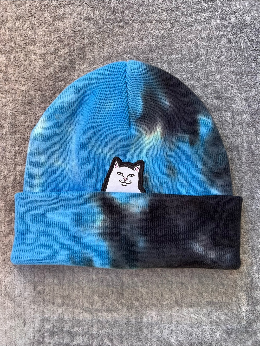RIP N DIP Lord Nermal Beanie Hat Black Blue Tie Dye Knit Cotton Casual Soft OS